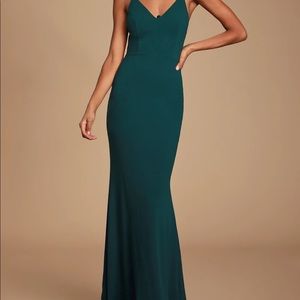 Moments Of Bliss Forest Green Backless Mermaid Maxi Dress